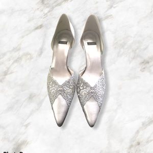 Stuart Weitzman Silver Lace D’orasy Kitten Heels
